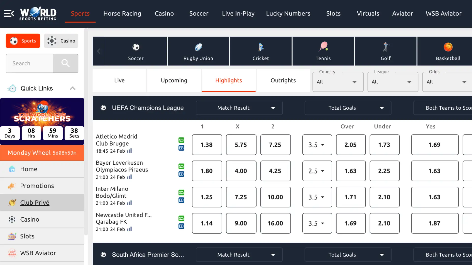 World sports betting